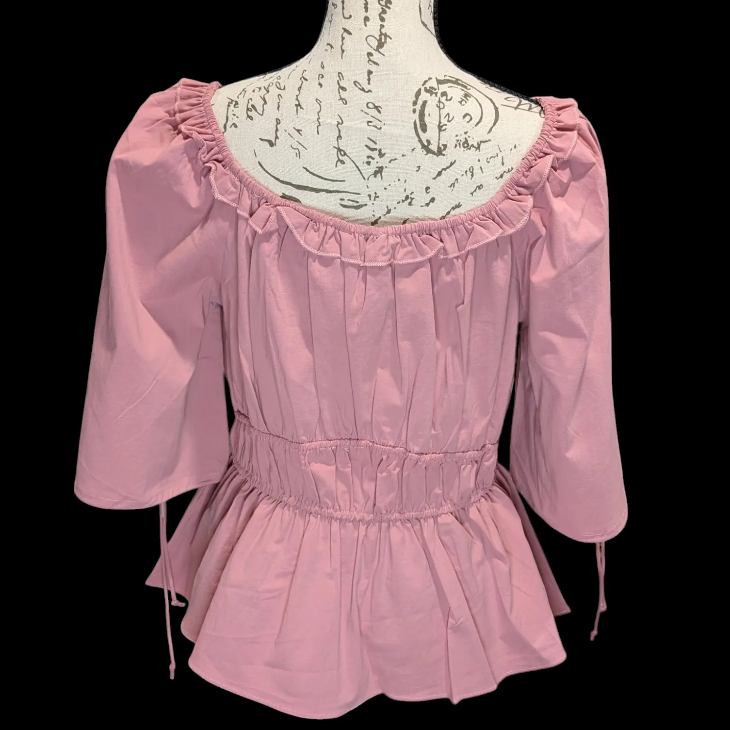 Davi & Dani Elegant Dusty Pink Smocked Blouse- Size Medium - Image 3