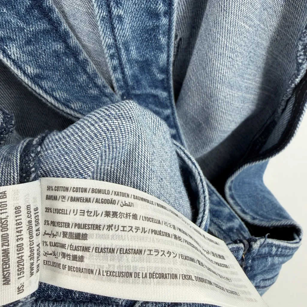 Abercrombie and Fitch women’s medium wash bootcut denim open back overalls sz 4T - Image 6