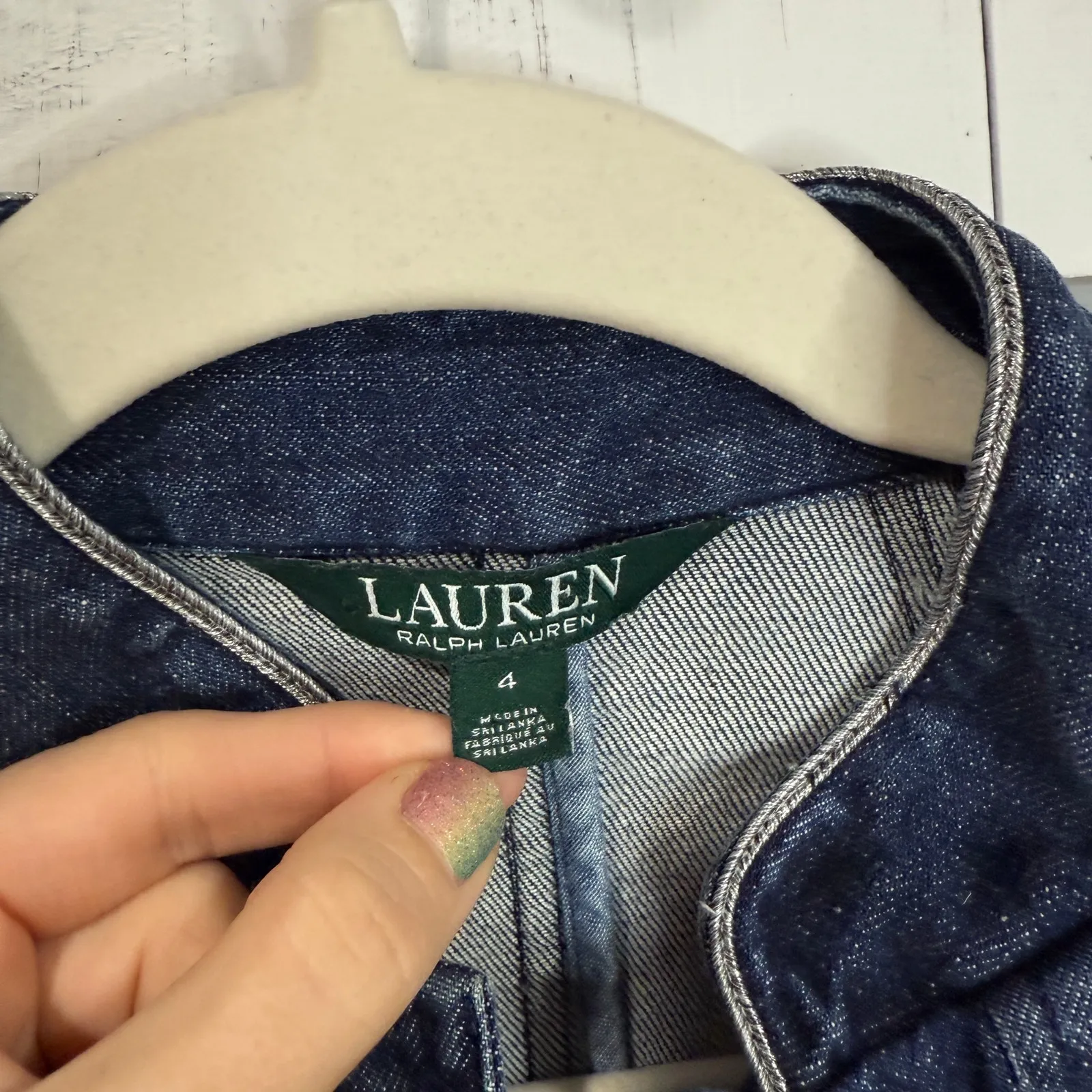 Lauren Ralph Lauren Bluestar Military Denim Jacket Women Size 4 Blue - Image 3