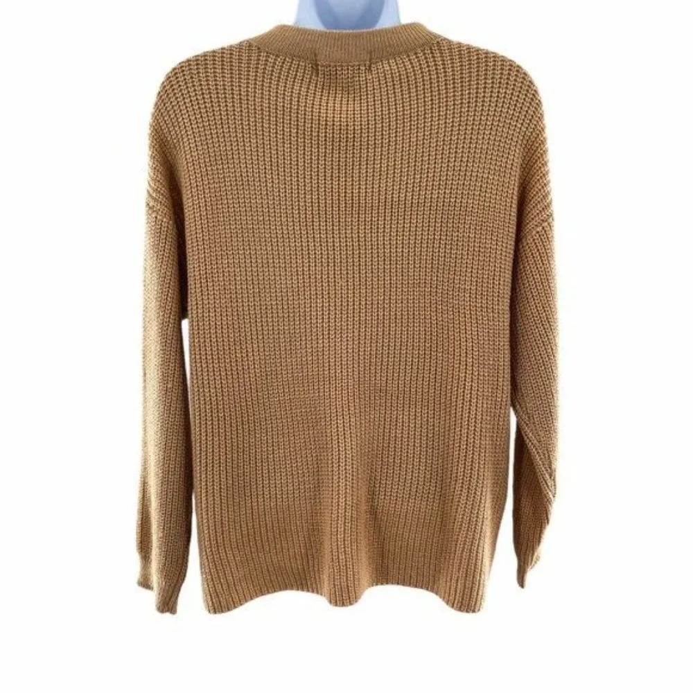 Fab'rik Tan Knit Keyhole Long Sleeve Sweater S/M - Image 60