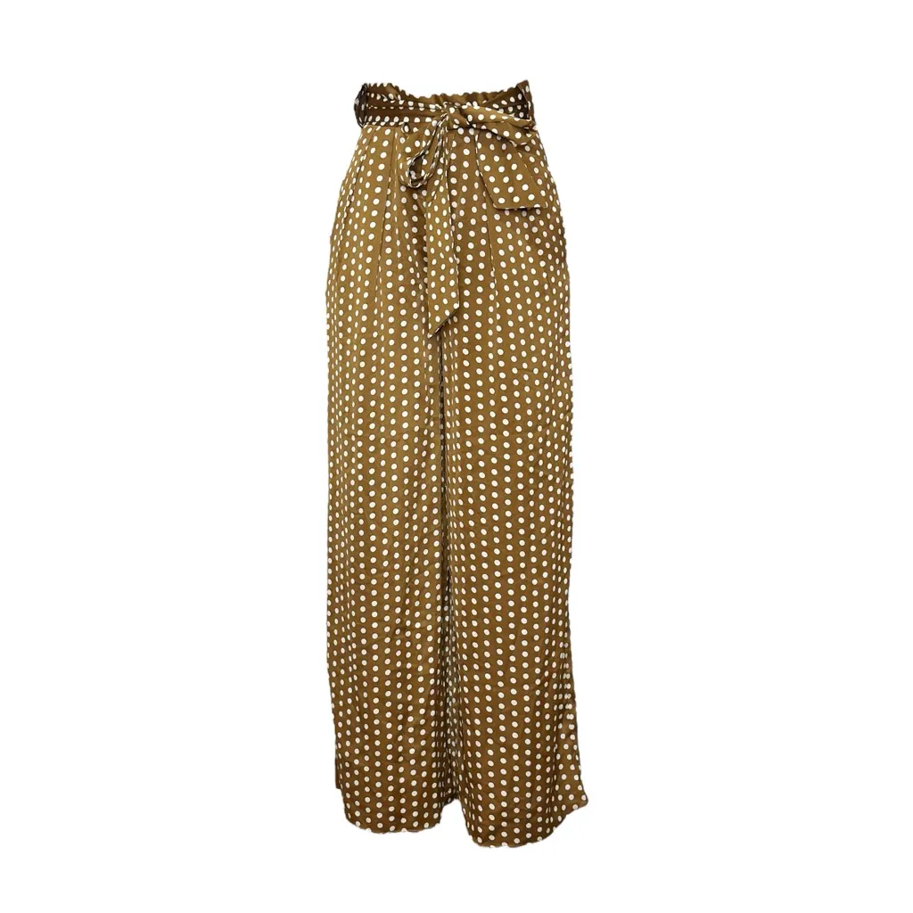 ELLIATT Bronte Polka Dot Wide Leg Pants, Caramel, XS - Image 13