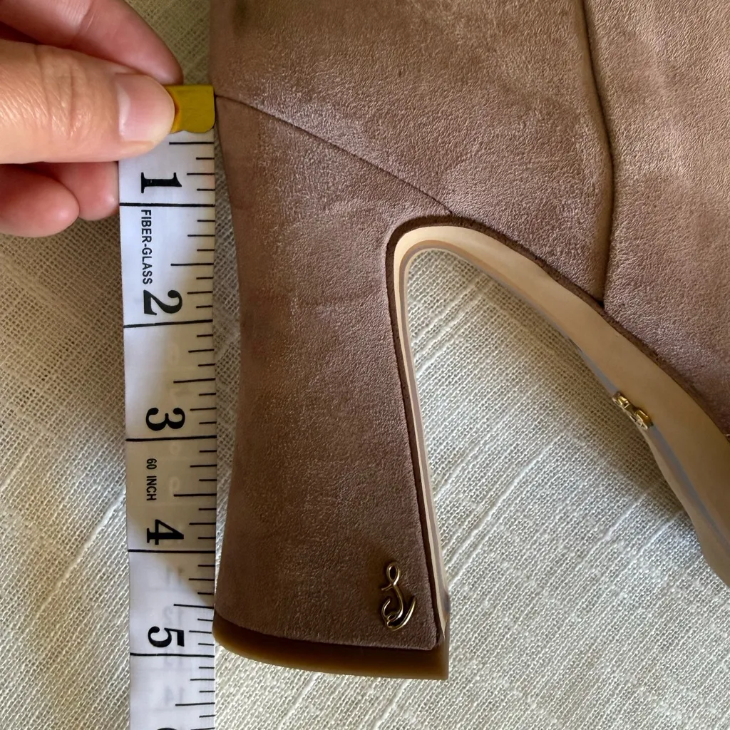 NEW SAM EDELMAN JAYE Sz 10M Women's Suede Mid Calf Ankle Boots Cashmere
Tan 4.5” - Image 14