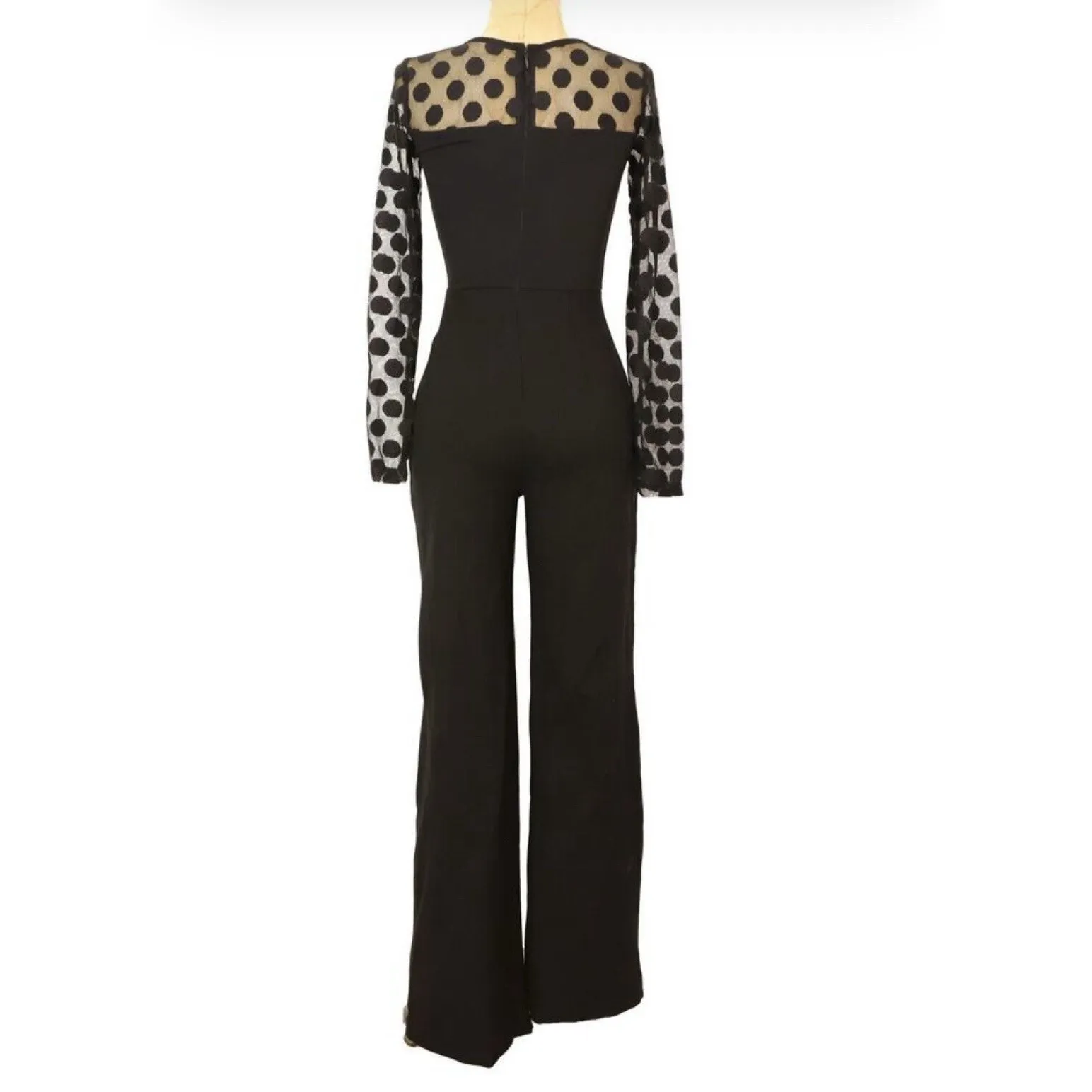 NWT Love X Design Black Long Sleeve Jumpsuit Size‎ 1X Polka Dot Mesh Cocktail - Image 9