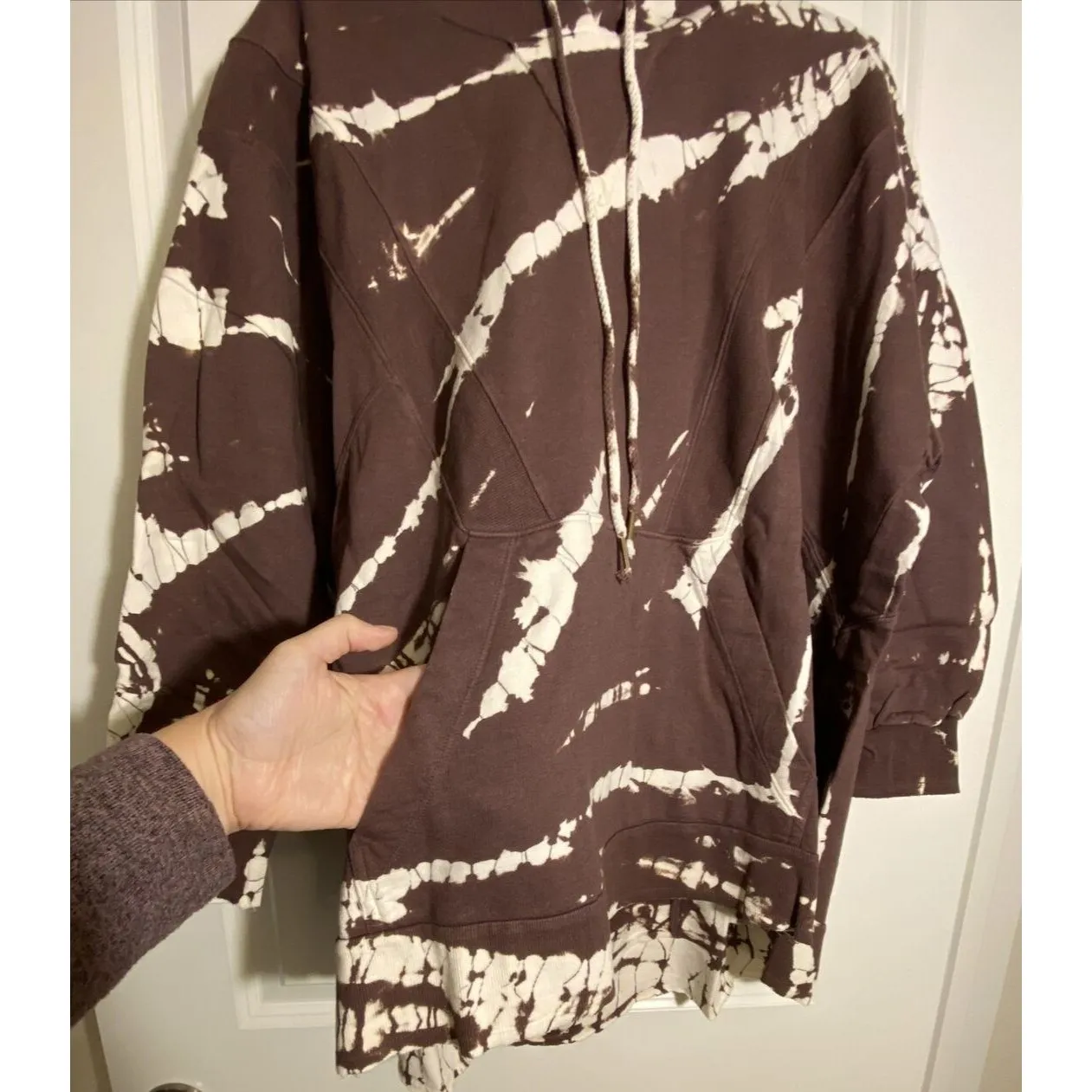 YOUNG FABULOUS & BROKE YFB Brown‎ White Tie Dye Sweatshirt Yoga Hoodie Sz Small - Image 3