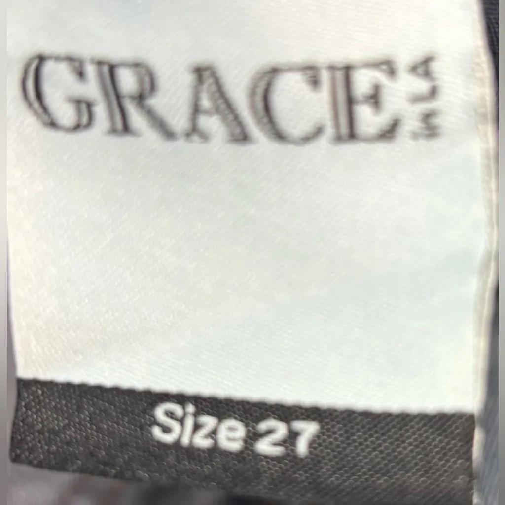 Grace in LA 27 Light Blue Distressed Boot Cut Jeans with Silver Strip Detail - Image 12