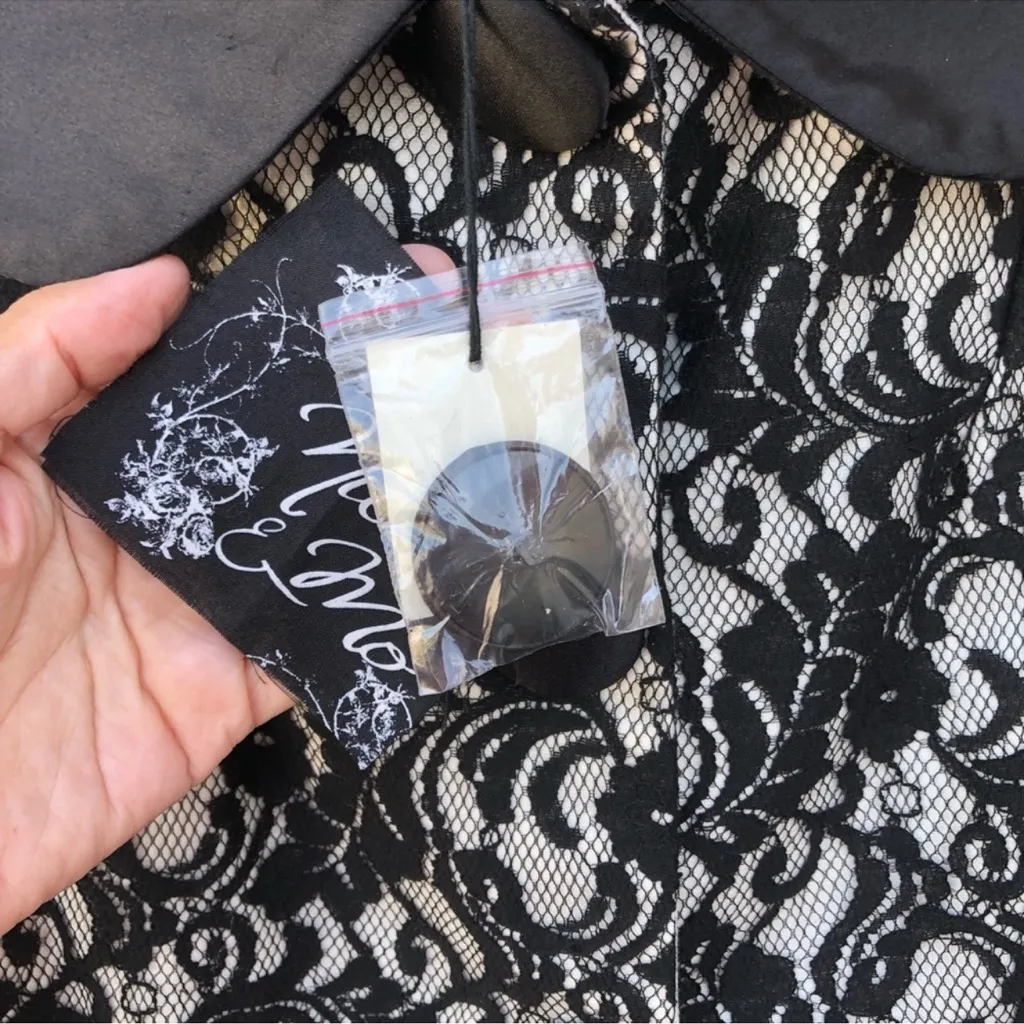 Anthropologie Nick & Mo Boutique NWT Lace Peter Pan Collar 3/4 Sleeve Coat Sz S Black - Image 9