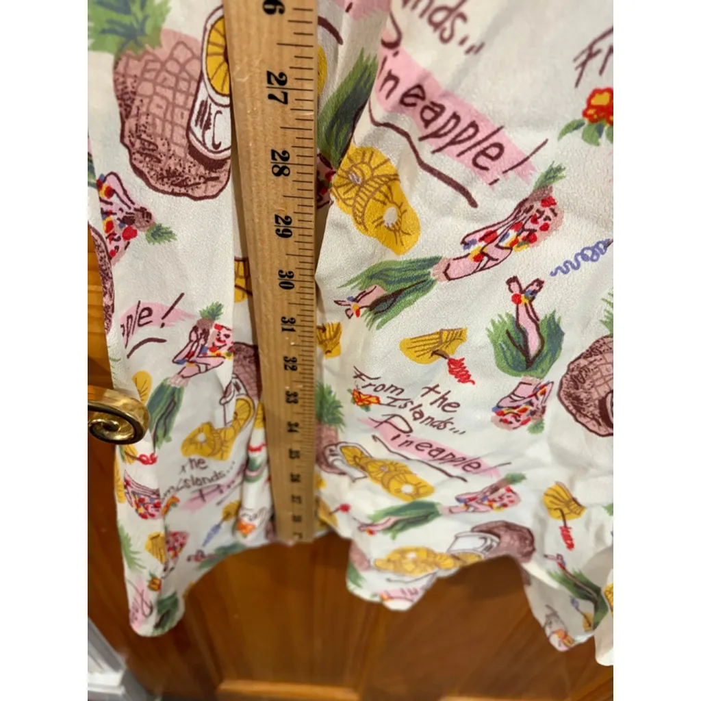 Loco Lindo Hawaiian Dress XS Pineapple Print Aloha Tiki Retro Rockabilly USA White - Image 7