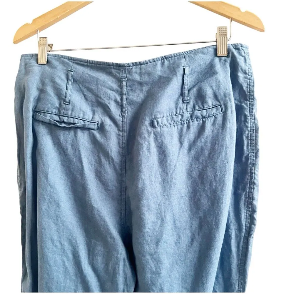 Lauren Ralph Lauren Women’s 100% Linen Tapered Leg Pants Chambray Size 10 Blue - Image 6