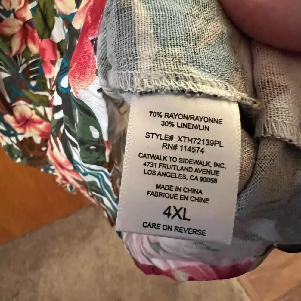 Pleione Tropical Dress Off the Shoulder Button Down Floral Tie Waist NWT Size 4X - Image 7