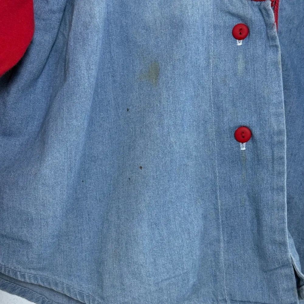 Vintage 1992 Looney TunesTop Line Denim Hoodie Cartoon Characters Medium Womens Blue - Image 2