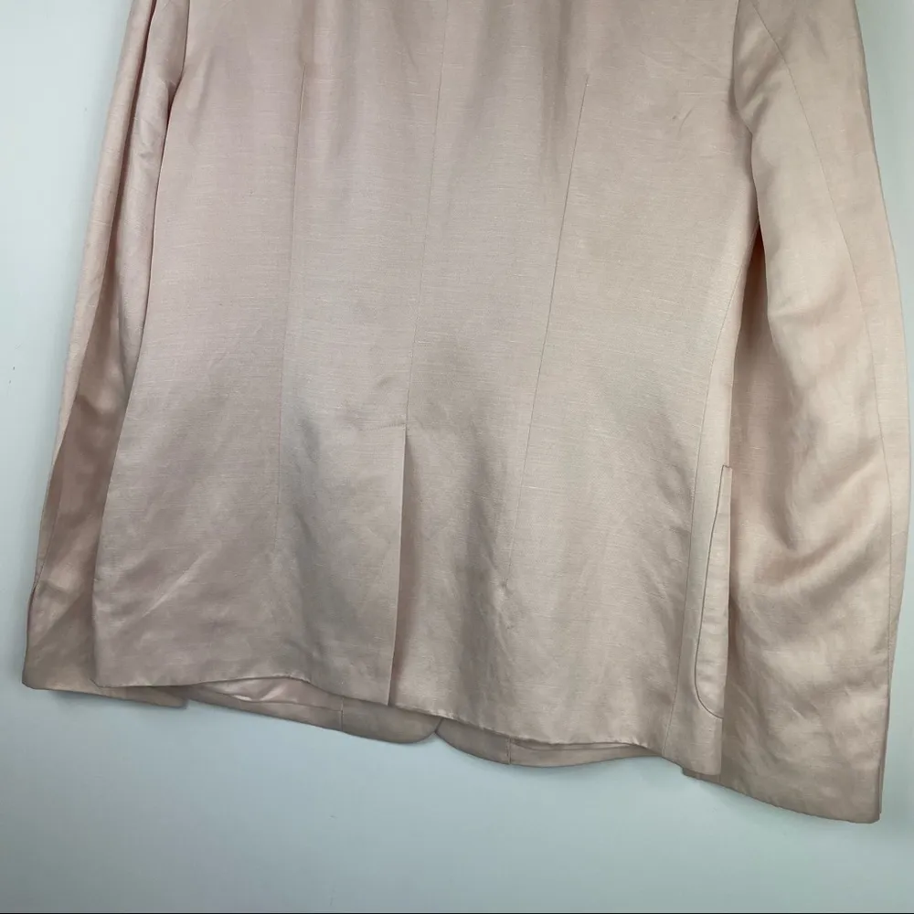 Vintage DKNY Silk Linen Blazer Blush Pink Sz 8 Double Button Jacket Lagenlook - Image 9