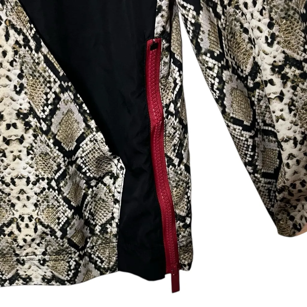 Alala Snakeskin Hooded Jacket Women’s Small Beige Black Red Zip Activewear - Image 6