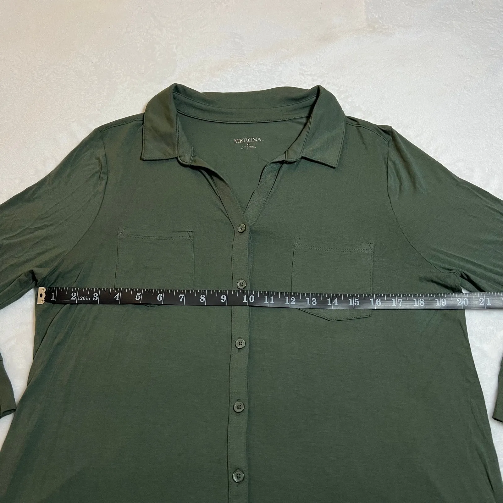 Merona Jersey Knit Button Up Tunic Shirt Size XL Minimalist Classic Casual - Image 6