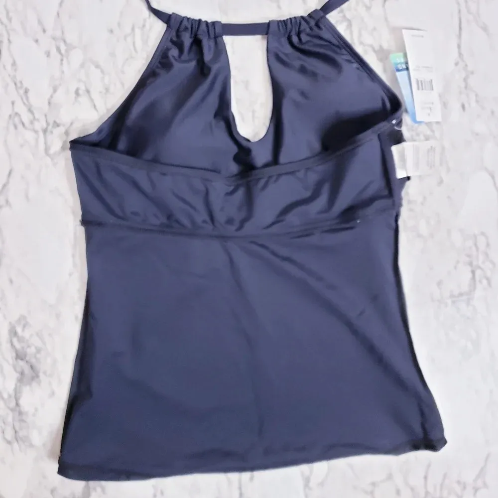 Island Waves Swim Tankini Moorea Adjustable Keyhole Halter Top Black Size 8 - Image 13