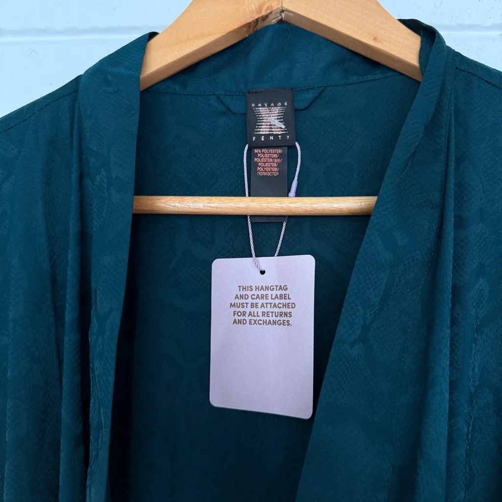 Savage x Fenty Emerald Green Snakeskin Print Robe Size XS - Image 4