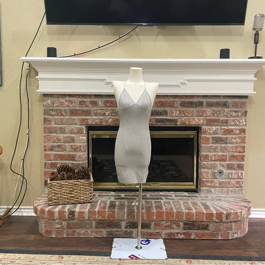 Divided by H&M silver metallic spaghetti strap knee-length dress / XS / EUC - Image 5