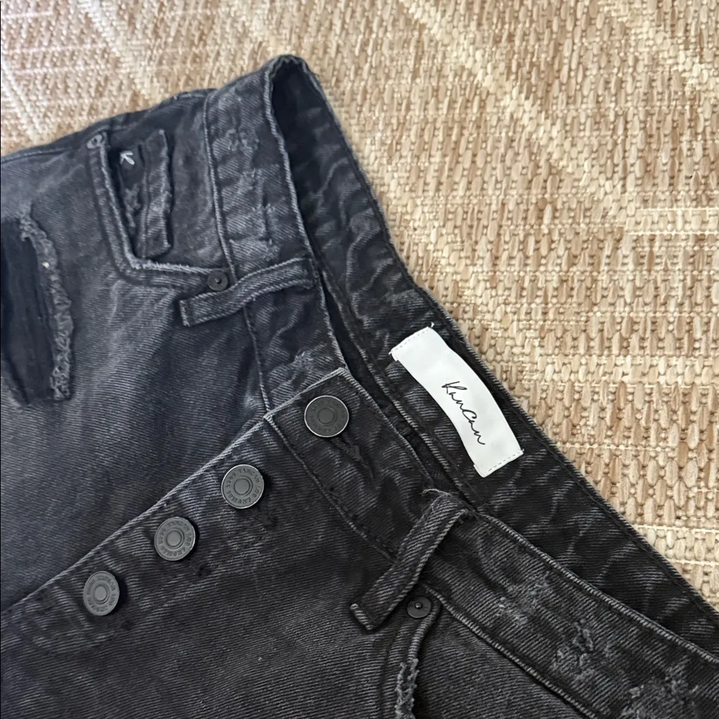 KanCan Black Distressed High Rise Button Fly Jean Shorts Size 25 - Image 3