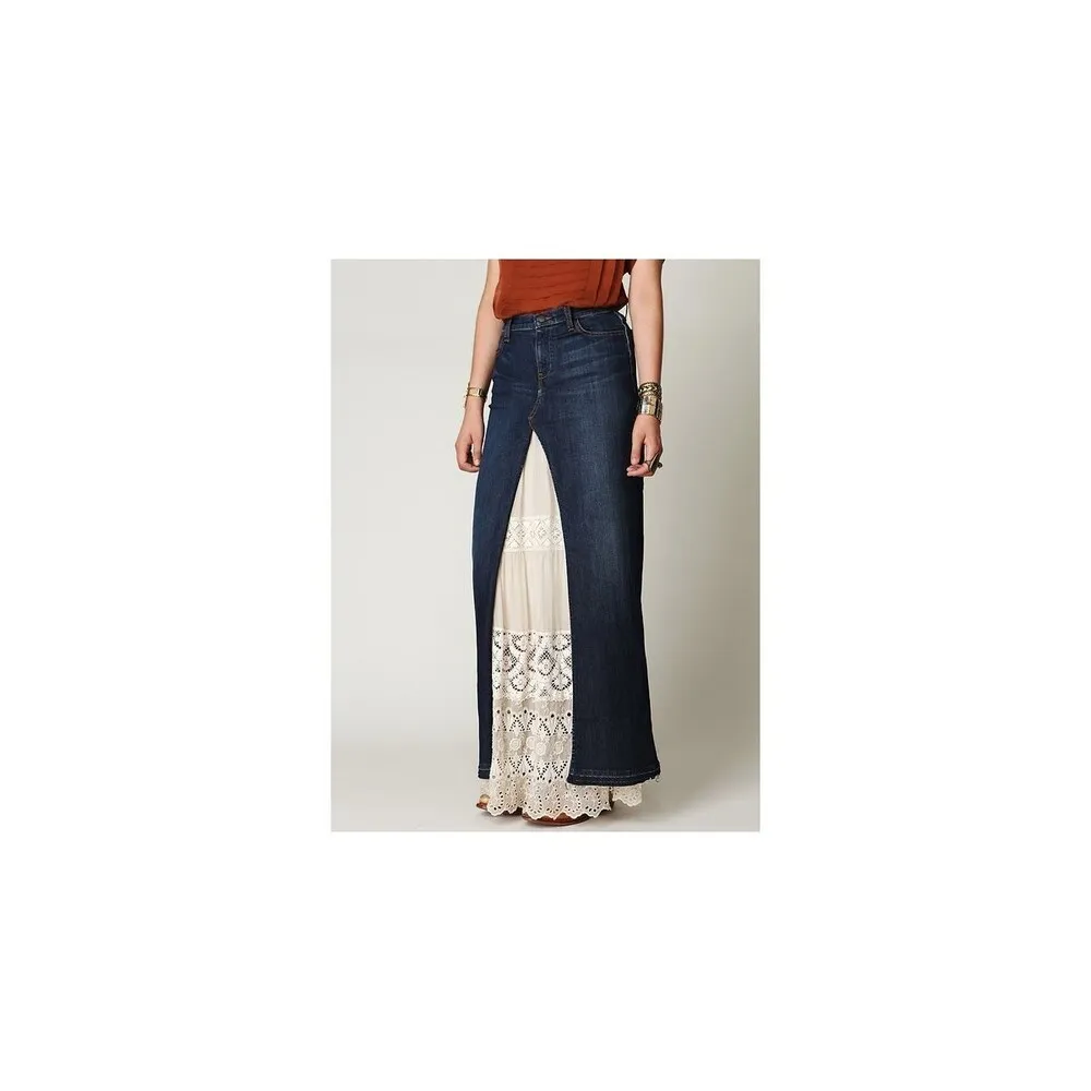 Womens Dark Long Genetic Denim NWT Jean Skirt 26 $209 Tall Anthropologie Slit Ne - Image 3