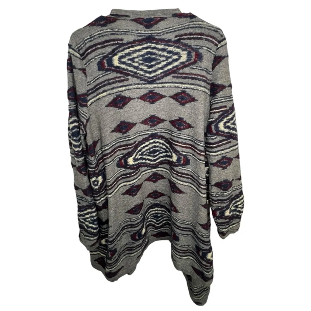 Lucky Brand Aztec Tribal Print Boho Draped Cardigan Sweater - Image 4