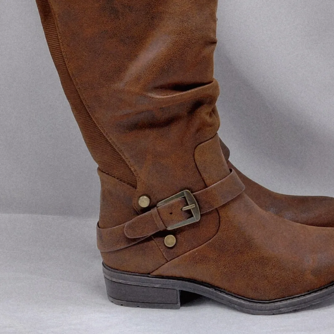 Baretraps Womens Yanessa2 Size 6M Riding Boots Wide Calf Brown Knee High Western - Image 4