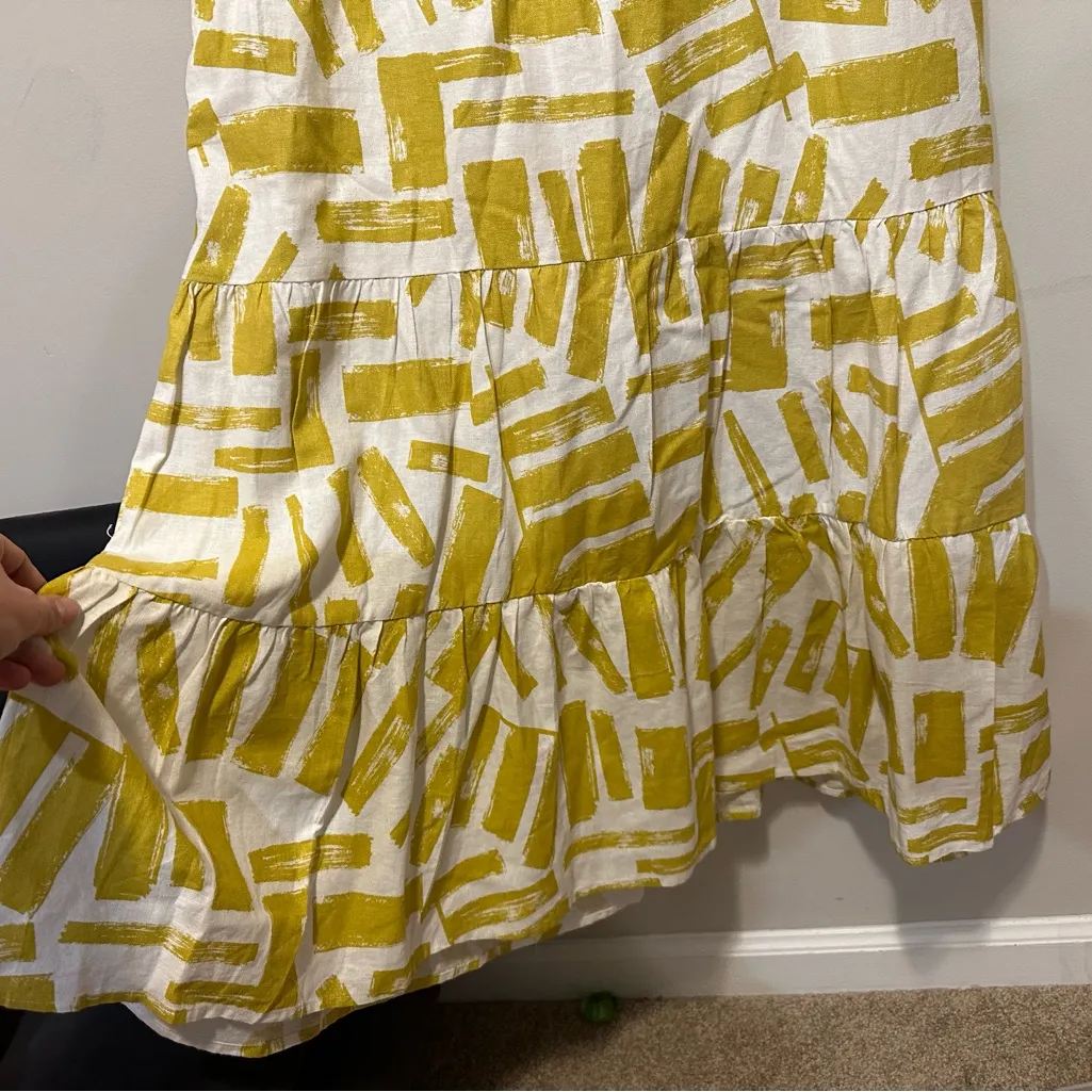 house of harlow 1960 Long Sleeve Linen Crop Top With Tiered Maxi Skirt Set Sz S Yellow - Image 8