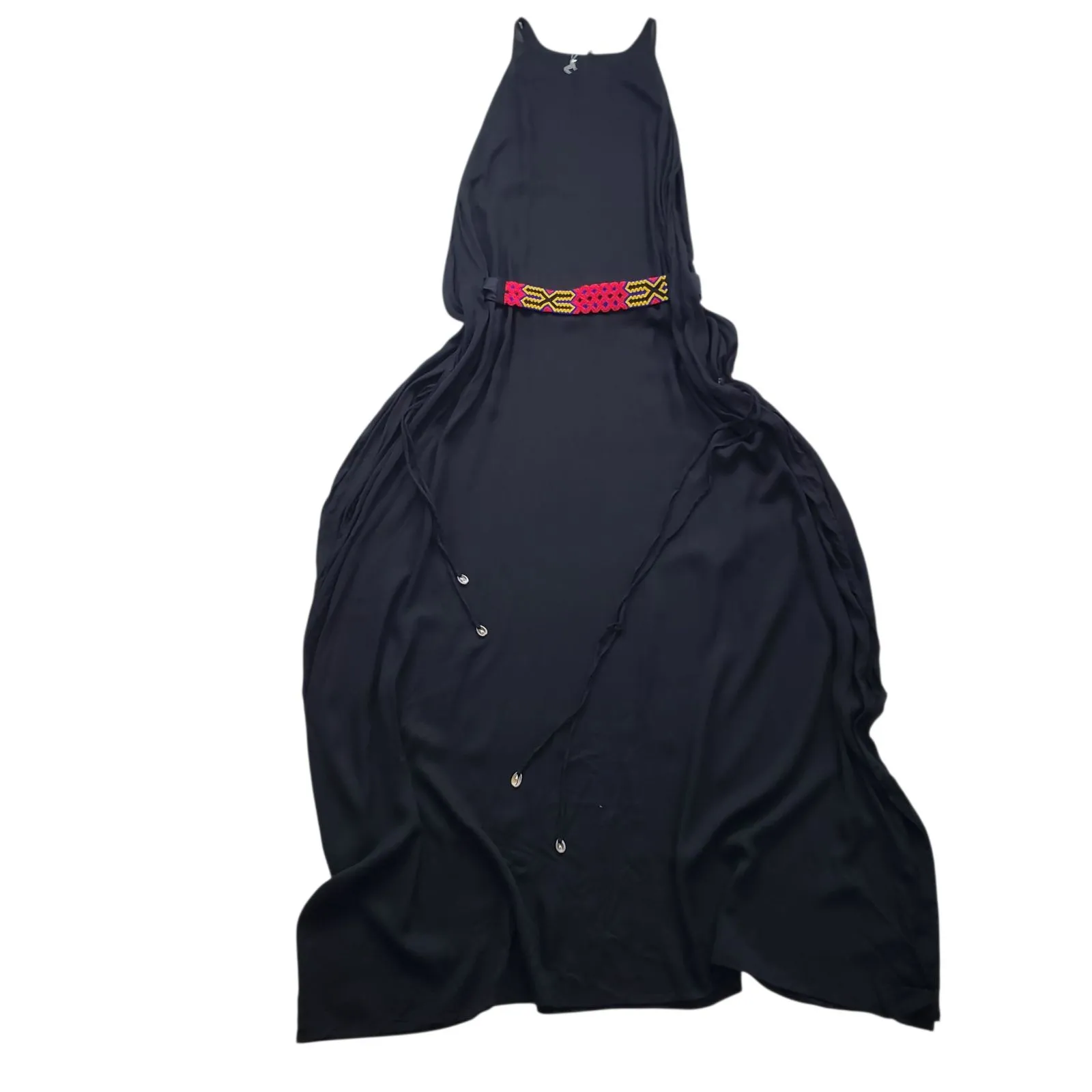 Indah Twiga Maxi Dress Womens Small Black Sheer Coverup Open Side Boho - Image 8