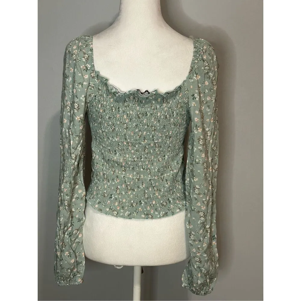 🆕 Liv & Lottie printed chalice long sleeve top with ruched front Juniors size L Green Size L - Image 5
