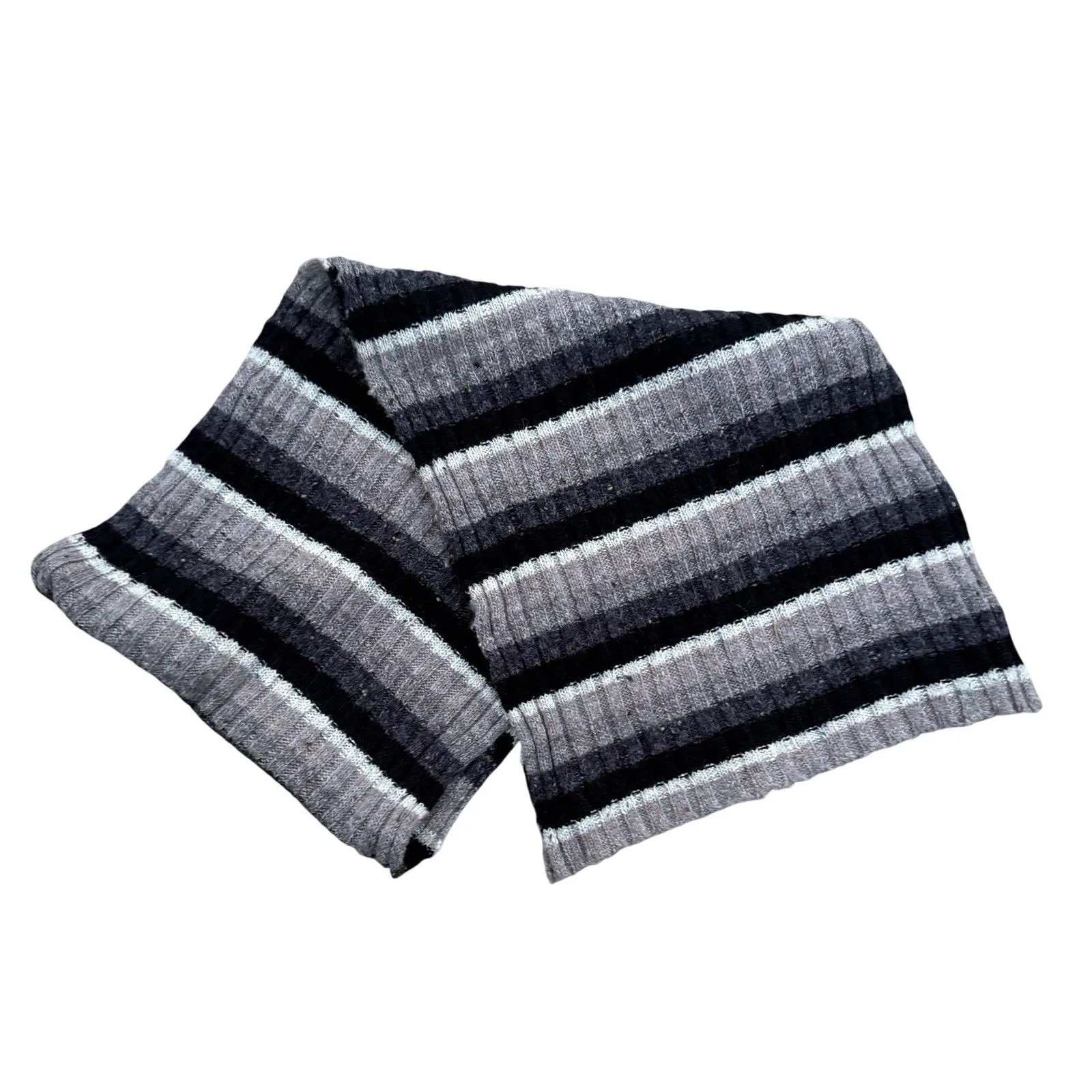 Vintage‎ GAP Multicolor Striped 90s Grunge Scarf Wool Cotton Black Tan Brown - Image 3