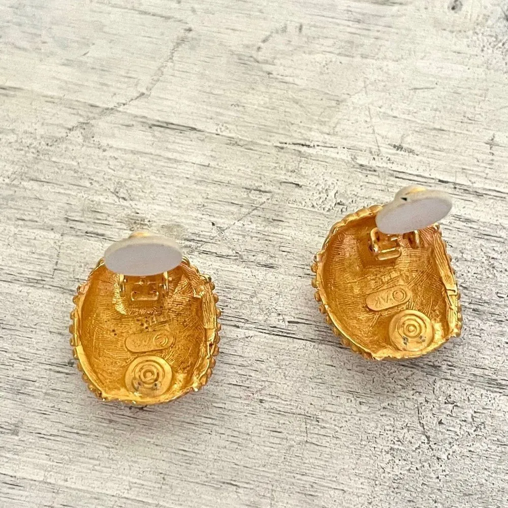 Anne Klein gold tone clip on vintage earrings - Image 4