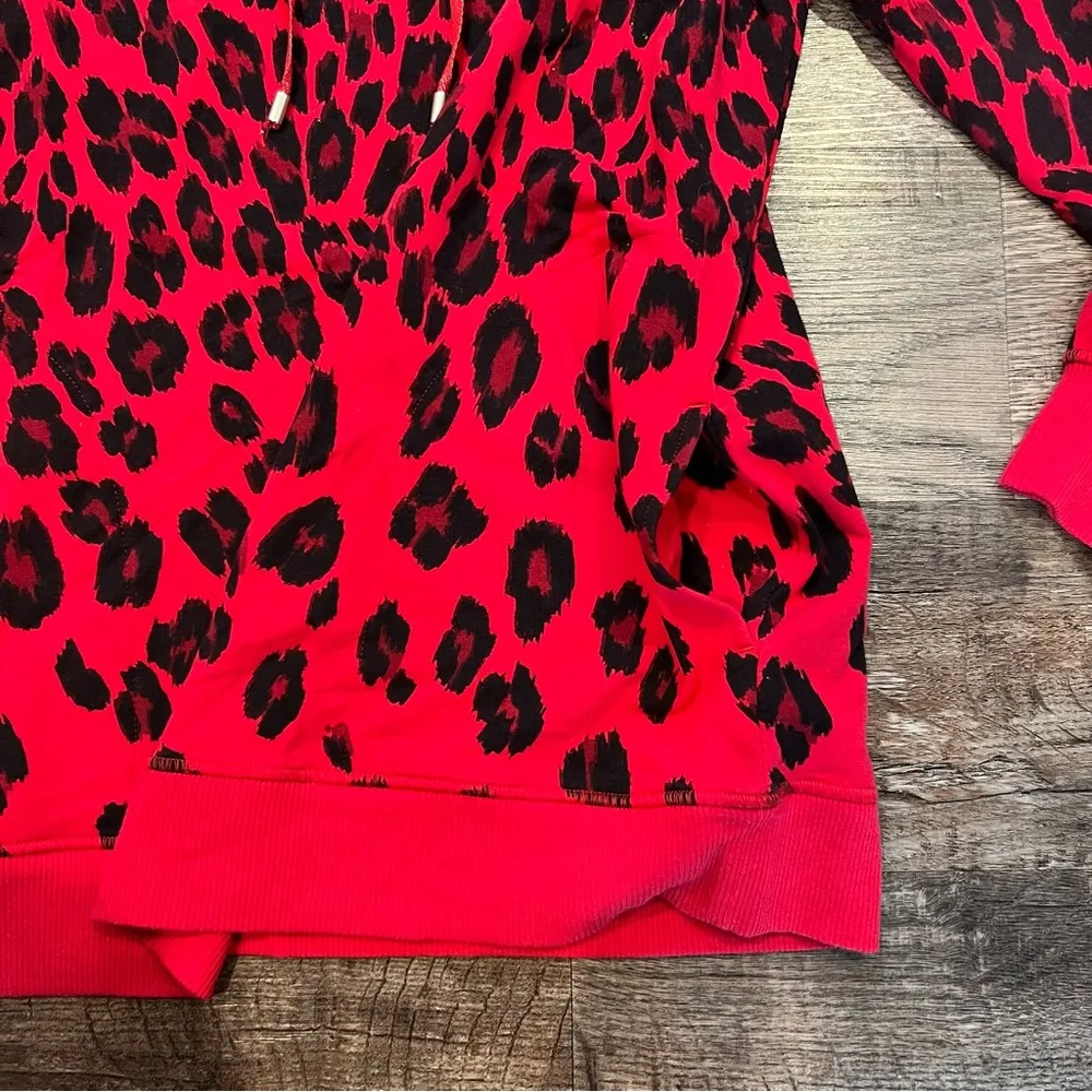 Chicos Zenergy Bright Red Cheetah Print Hoodie With Pockets Size 0 - Image 2