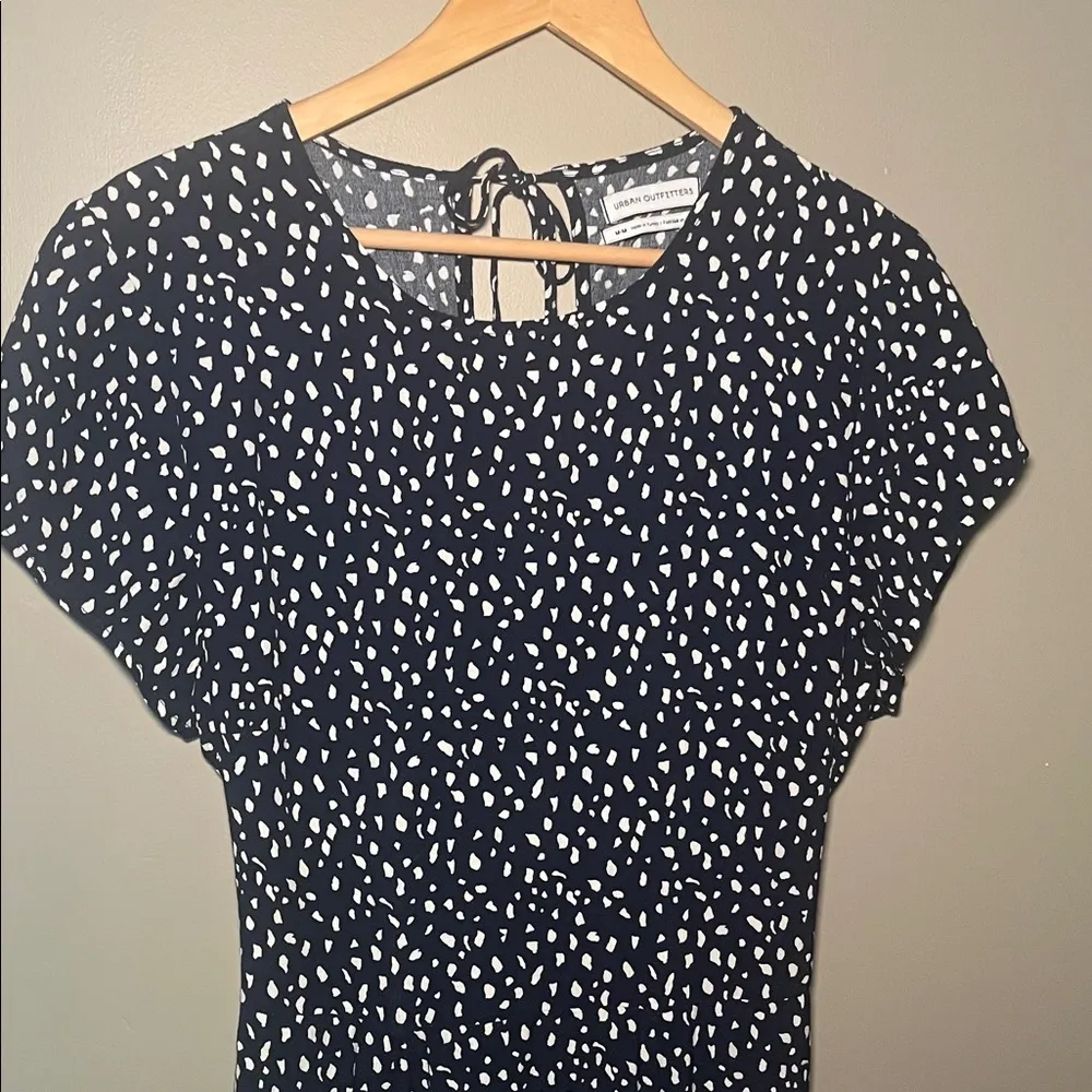 Urban Outfitters Lindsey Spot Midi Dress Blue White Dots Medium - Image 4
