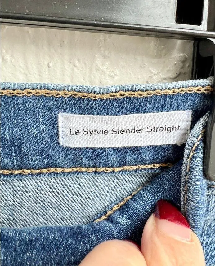 Frame High Rise Ly Sylvie Slender Straight Leg Jeans Denim Blue Women's Size 28 - Image 6