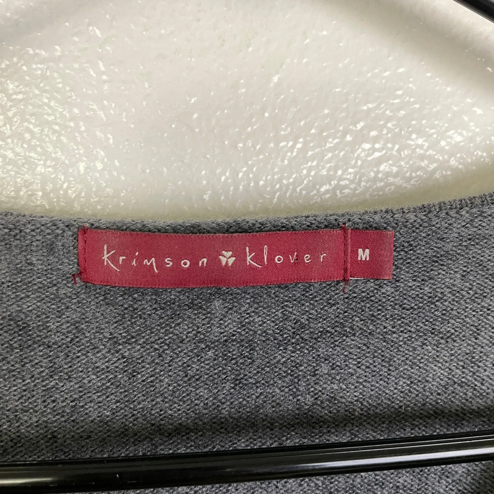 Krimson & Klover Sweater Womens Medium Gray Pullover Merino Wool V Neck Striped - Image 8