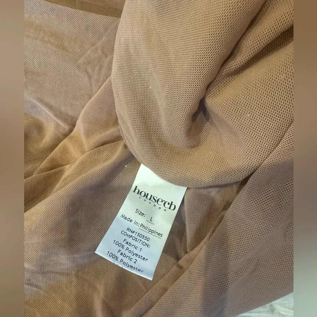 NWOT House of CB 'Alondra' Cafe Au Lait Beaded Maxi Dress sz L - Image 13