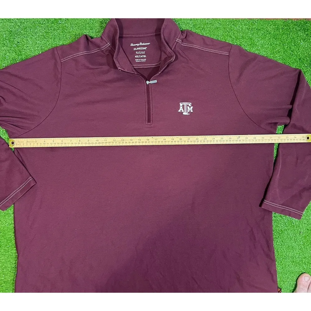 Texas A&M 1/4 zip 4XL aggies tommy bahama pullover‎ maroon supima Cotton Jacket - Image 4