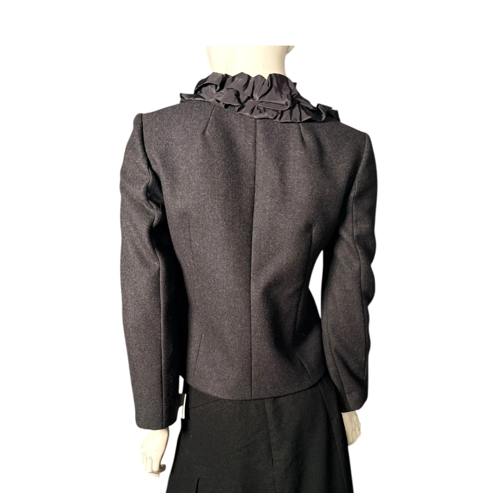 J. Crew Gray Wool Ruffle Collar Blazer Jacket Size 4 - Image 2