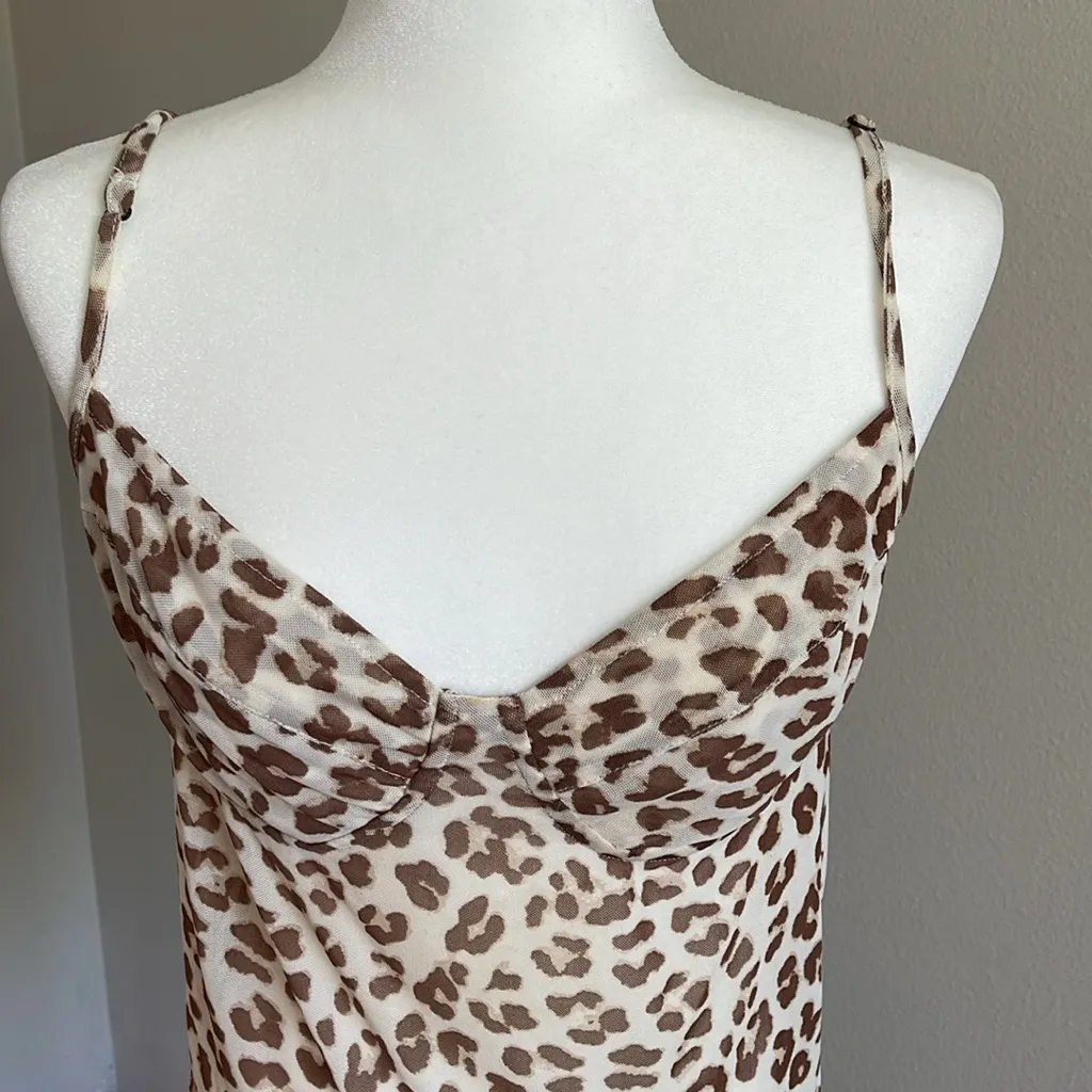 Leopard Mesh Bodysuit Size XL Brown - Image 2