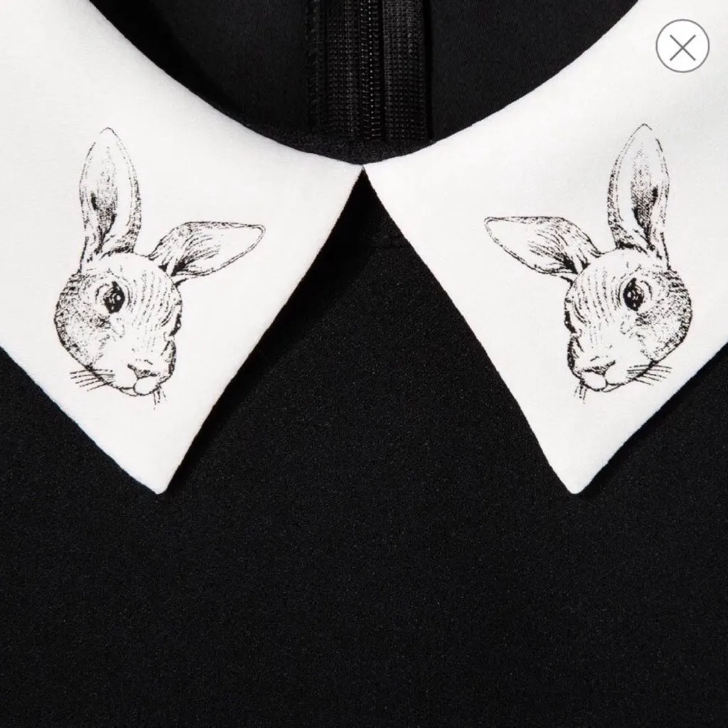 Victoria Beckham Target minimalist shift dress bunny collar grunge retro emo XS Black - Image 5