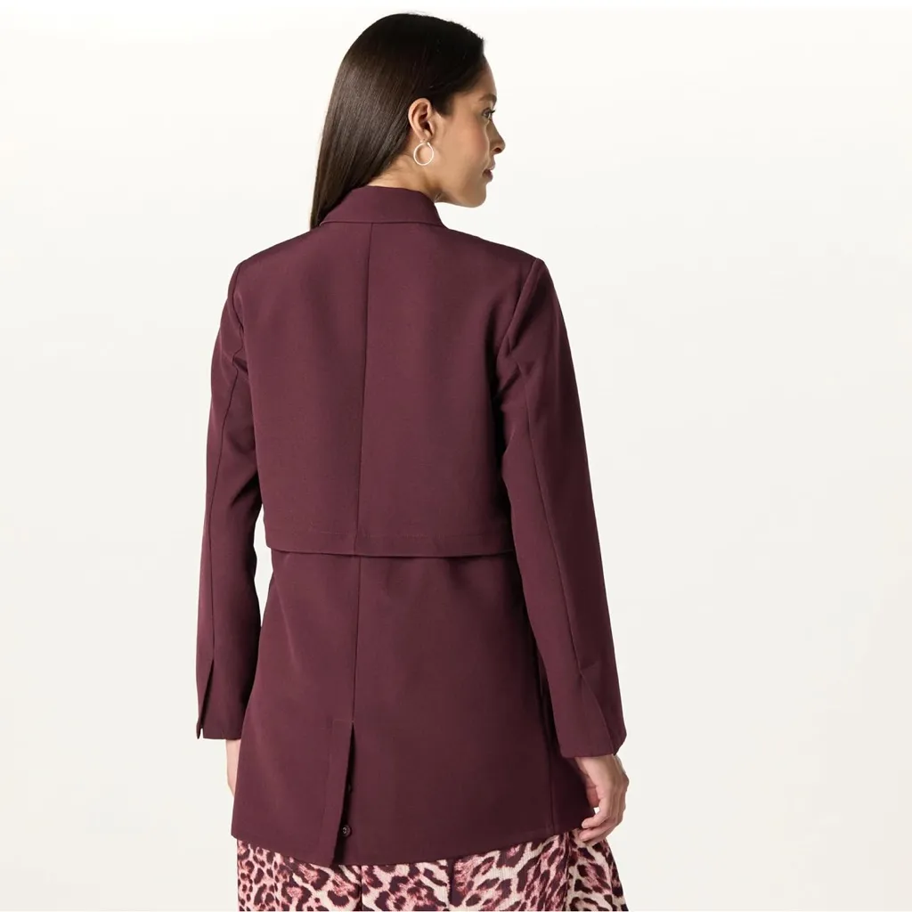 The Drop Elegant Burgundy Women's Convertible Blazer Size L Purple Size L - Image 3