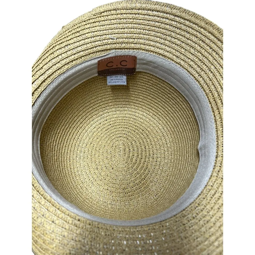 CC Exclusives Straw Hat Flower Bow On Side One Size NEW with Tags - Image 6