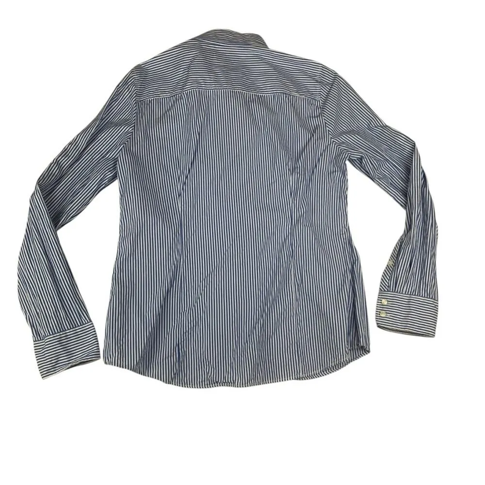 J. Crew women's large Haberdashery Blue white stripe Casual Button Down Shirt - Image 2