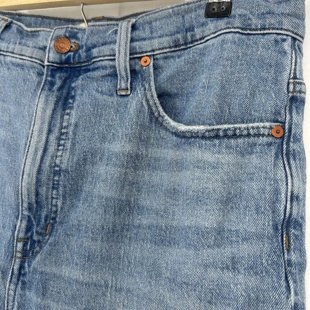 Madewell Perfect Vintage Straight Jeans Reinhart Wash Ripped High Rise Size 32 - Image 4