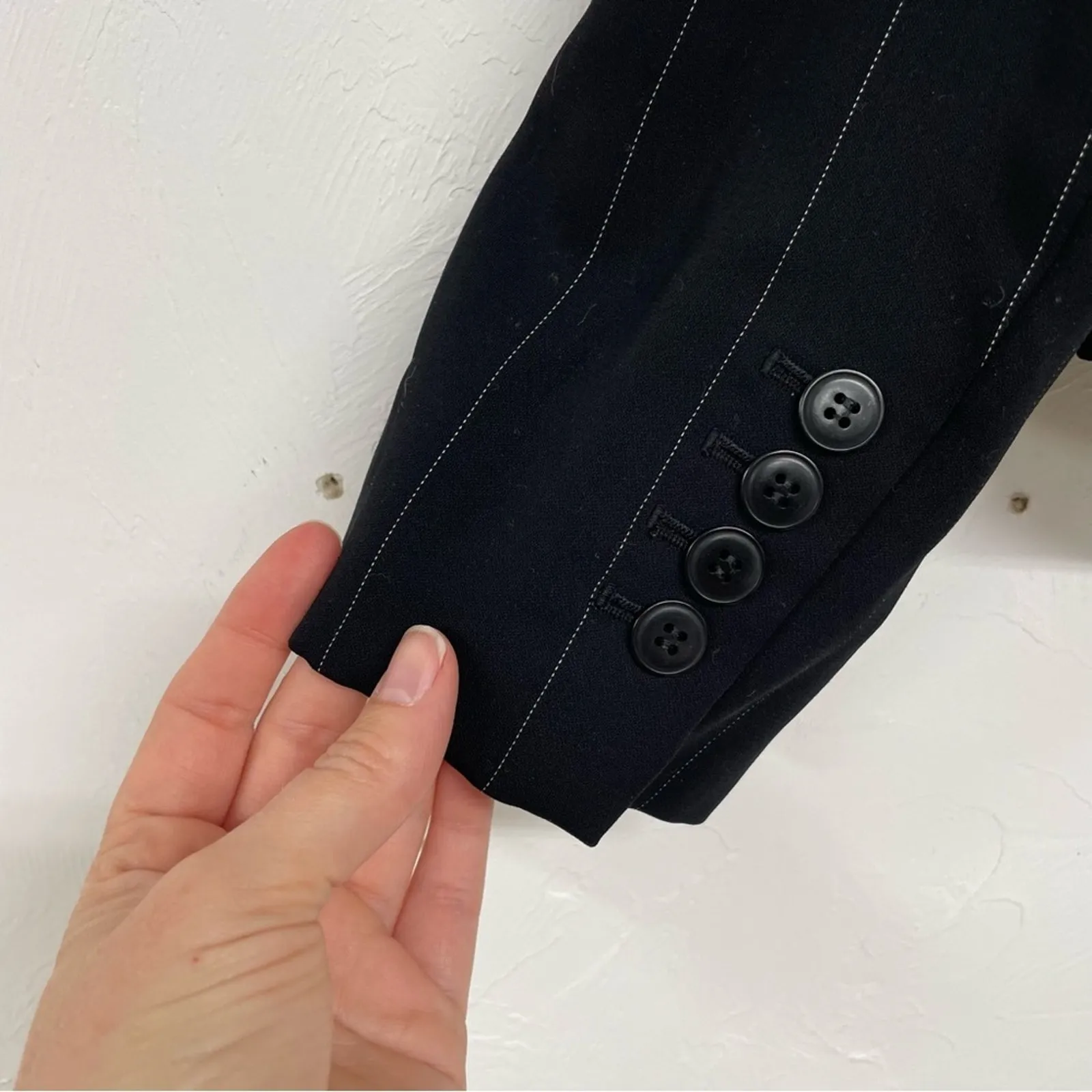 Loft Black Pin Stripe Classic Womens 2 Button Blazer Jacket Womens 4 Academia - Image 8