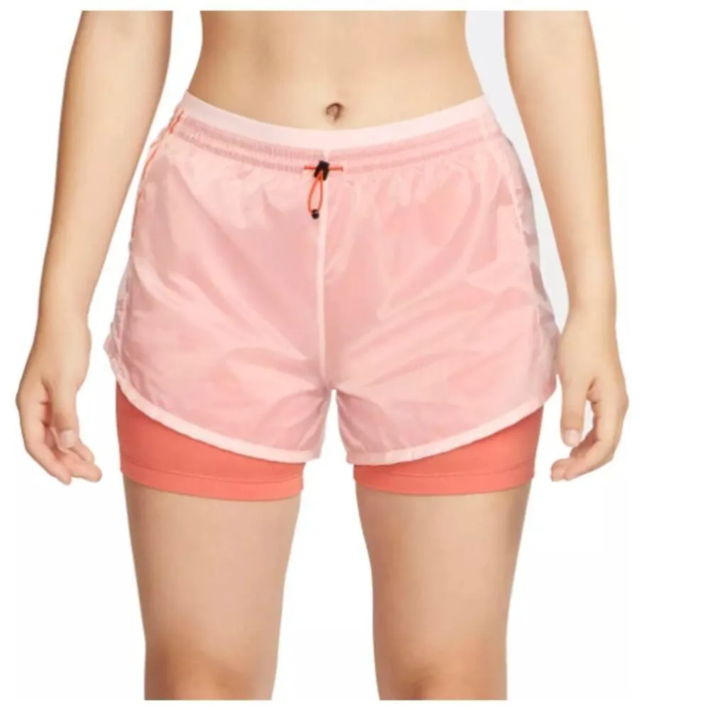 Nike Pink Orange Icon Clash Tempo Luxe Mid-Rise Running Shorts Womens Size XS - Image 3