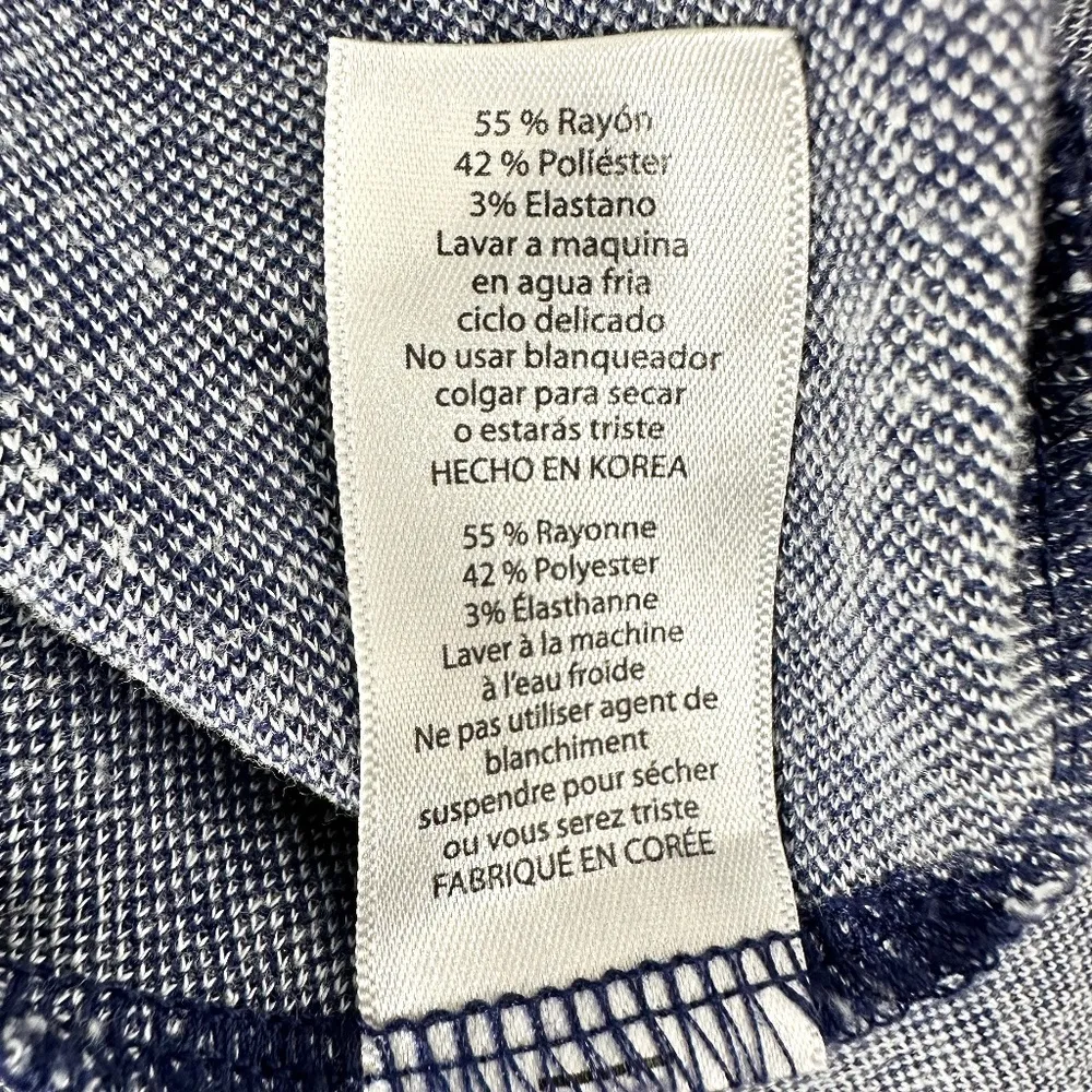 | Lularoe | Blue White Floral Pattern Flowy Knee Length Sleeve Crew Neck Dress - Image 10