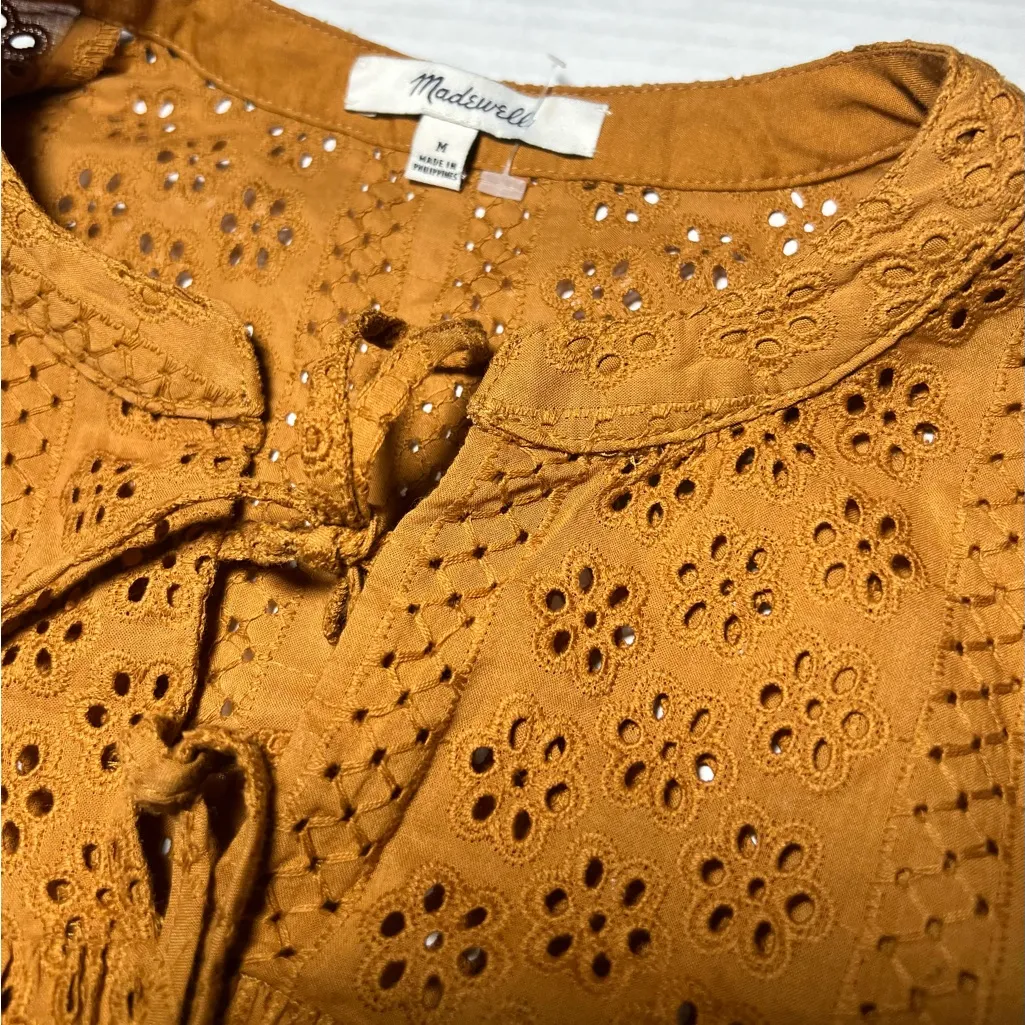 Madewell Double Tie Eyelit peasant blouse size M - Image 5