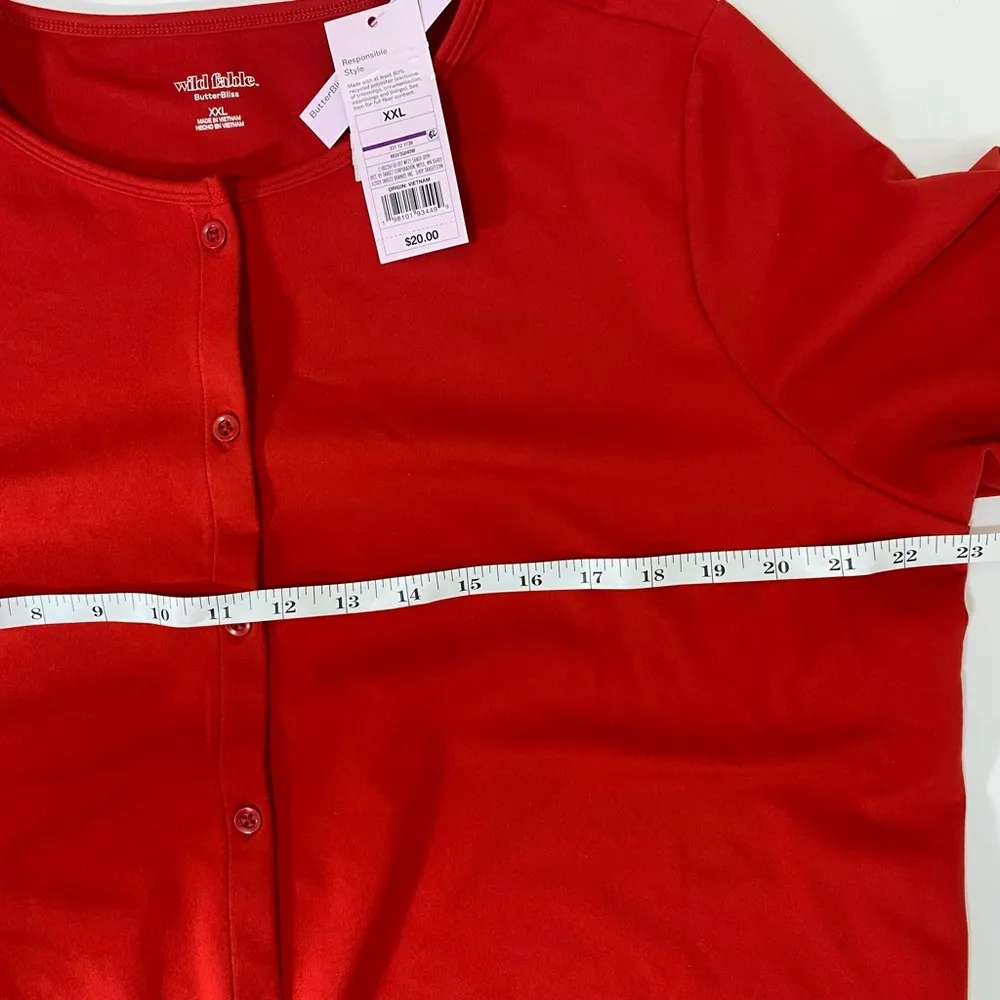 Wild Fable Women’s XXL Red Cropped Button Down Long Sleeve Soft ButterBliss Top - Image 4