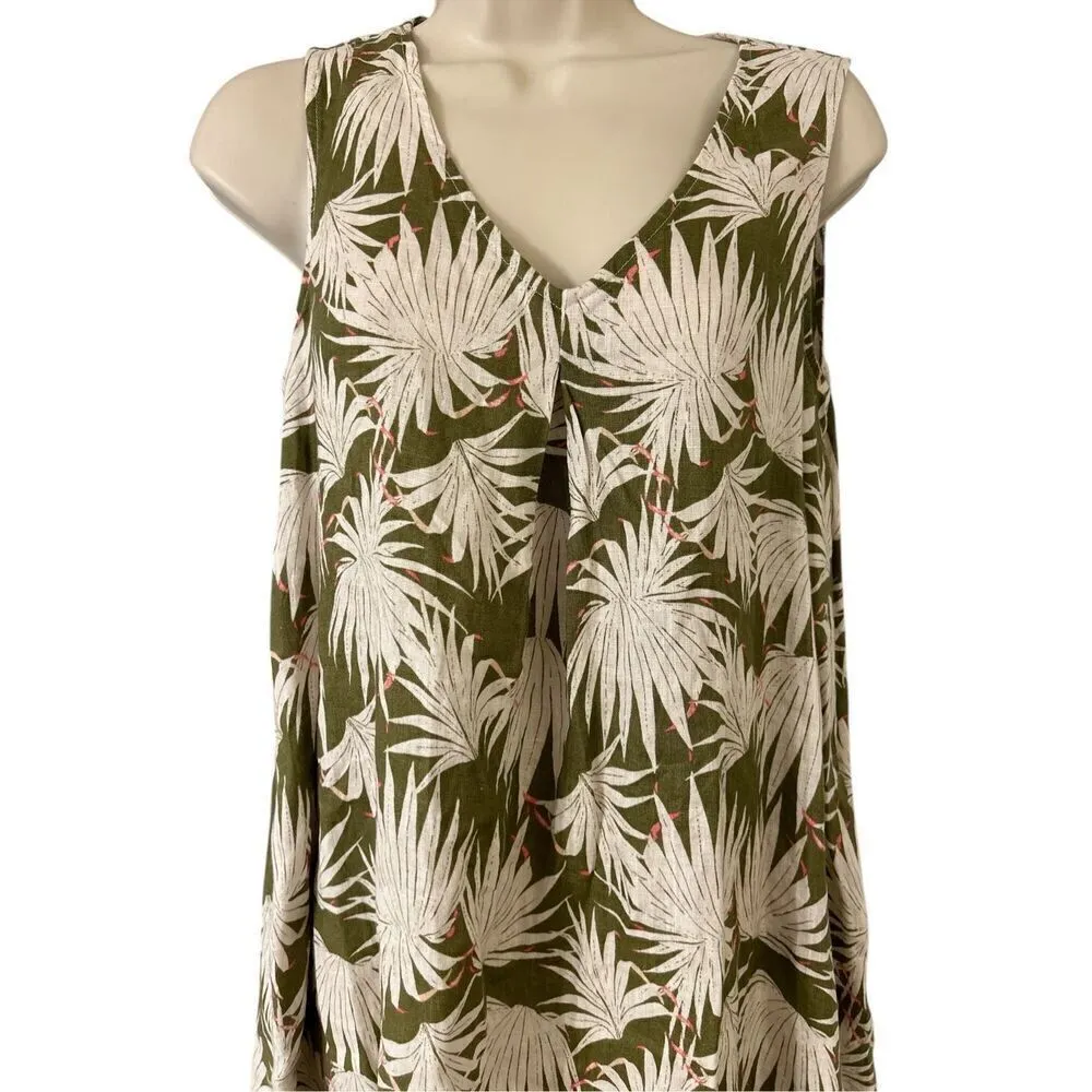 RACHEL ZOE Womens Size XSmall Sleeveless Mini Dress 100% Linen Floral Tropical - Image 3