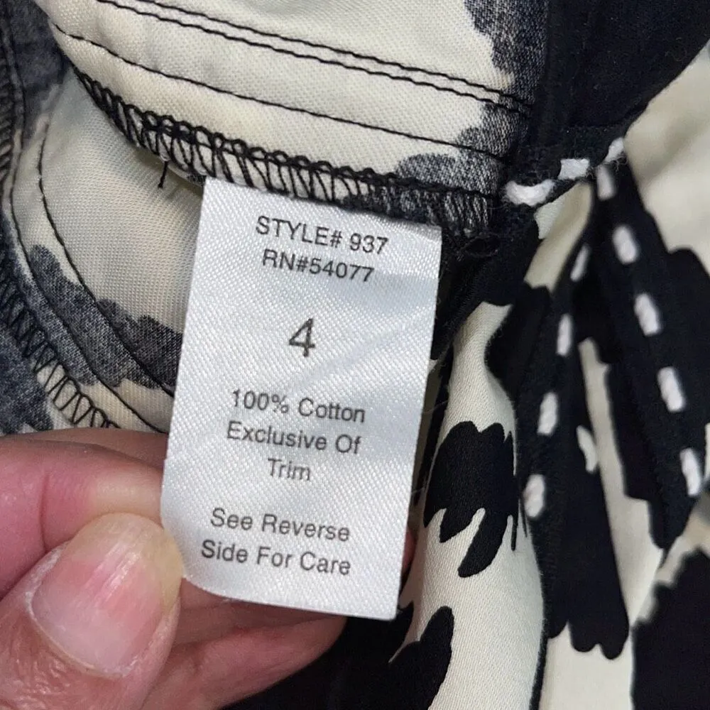 Cabi Womens Embroidered Stitch A-Line Flared‎ Skirt Black & Ivory Size 4 - Image 7