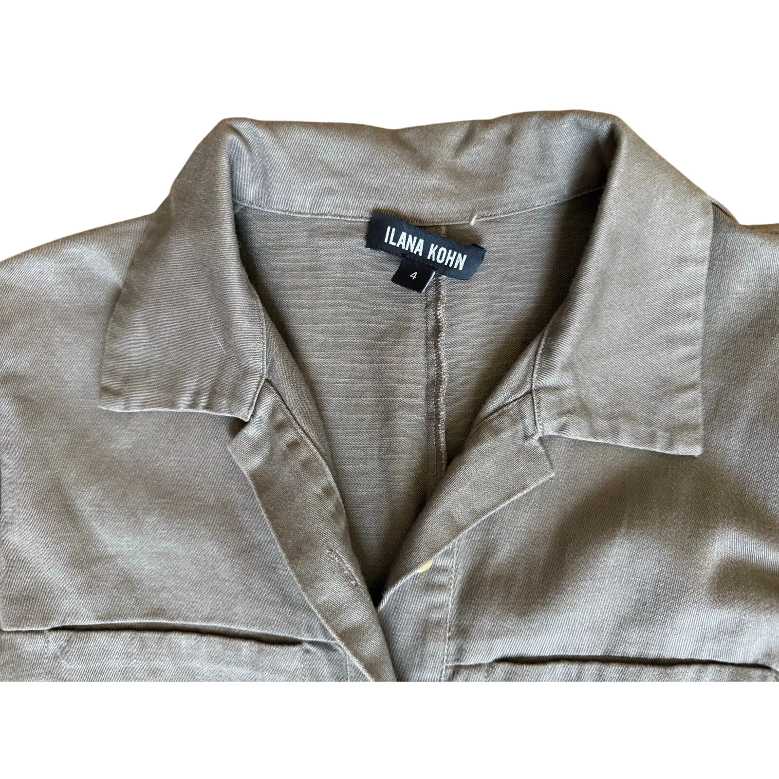 Ilana Kohn Cotton Tia Short Sleeve Coverall Jumpsuit in Olive Khaki Size 4 Tan - Image 4